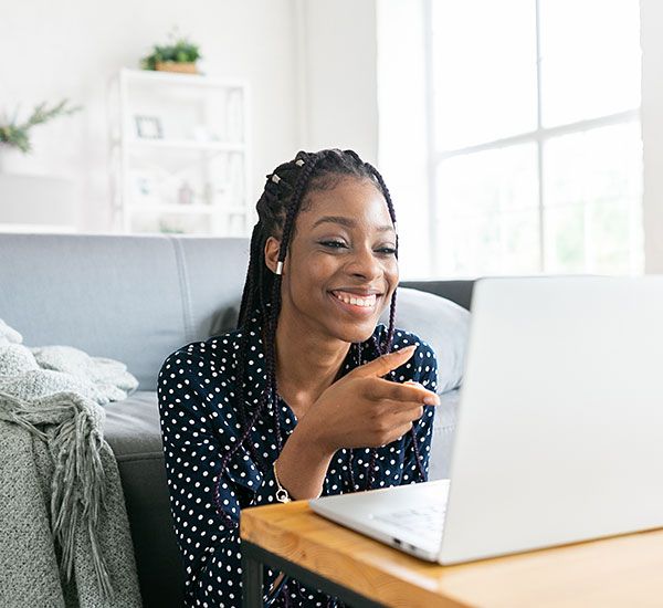 Happy person on a meeting online